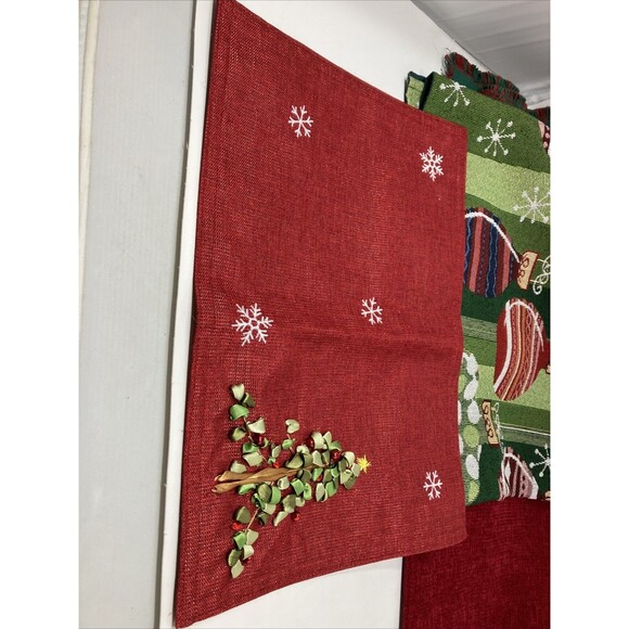 Christmas Tabletop Linens Lot Runners Napkins Holiday Winter - Picture 6 of 15
